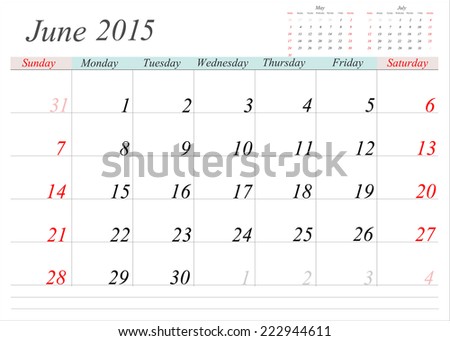 planning calendar June 2015