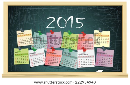 Calendar 2015 on a blackboard