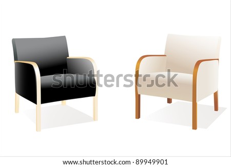 Two stylish contemporary chairs over white