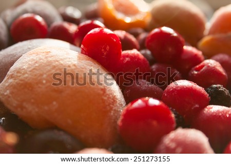 Vibrant Heap of Frozen Fruits, Horizontal Composition