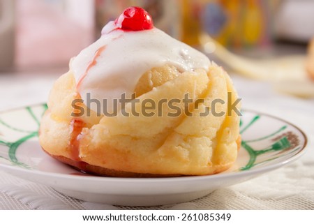 Delicious Cheese Cake in the Glaze, Decorated with Red Jelly