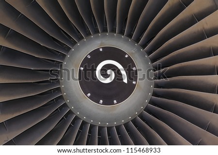 background turbine blades jet engine aircraft closeup