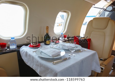 Luxury Interior Aircraft Business Aviation Decorated Table