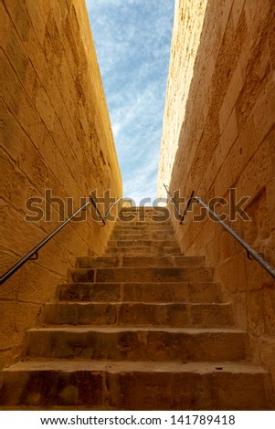 ancient stairs in the castle Rabat (Victoria) fortress (Gozo, Maltese islands)
