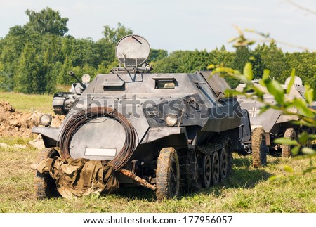 German medium half-track armored personnel SdKfz 251 on the field