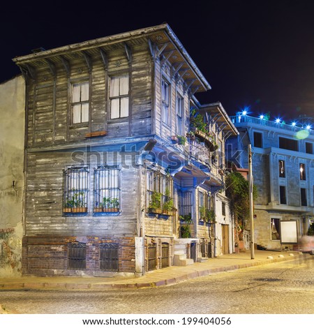 Turkey. Istanbul. The old wooden house on a narrow street in area Sultanahmet