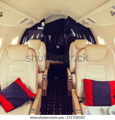 Luxury interior aircraft business aviation decorated table
