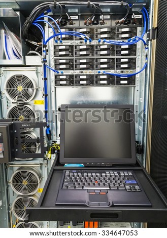 server management console with a screen in enterprise server