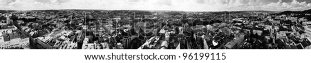 panorama in clear weather, the historic center of Lviv at 360 degrees
