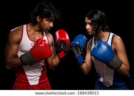 Male and female boxers \