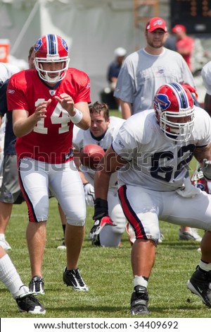 PITTSFORD, NY - JULY 27: QB Ryan Fitzpatrick of the Buffalo Bills works out at training camp at St. John Fisher College on July 27, 2009 in Pittsford, NY (near Rochester).