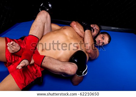 Mixed martial artists fighting - ground fighting