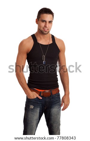 Man in Black Shirt and Jeans