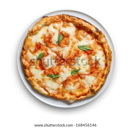 Pizza Margherita Just Mozzarella And Tomato Sauce With Some Fresh Basil