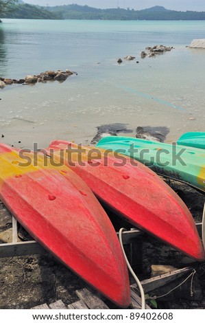 Kayaks on the tropical beach,Thailand
