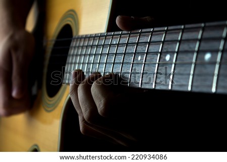 Fingers playing a guitar solo.
