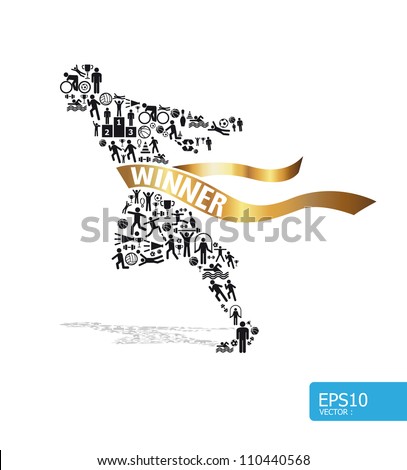 Elements are small icons sports make in active running man shape.Vector illustration. concept
