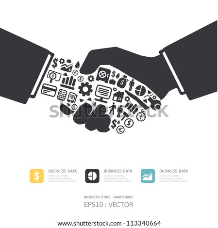 Elements Are Small Icons Finance Make In Active Businessman Handshake Shape.Vector Illustration. Concept