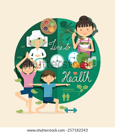 Boy and girl time to health and beauty design infographic,people learn concept vector illustration
