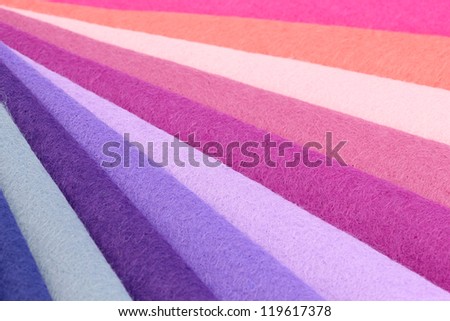 Colourful felt sheet texture closeup