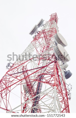 communication antenna tower isolated on white