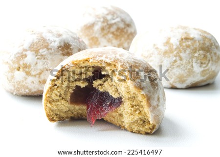 cake with jam on a white background