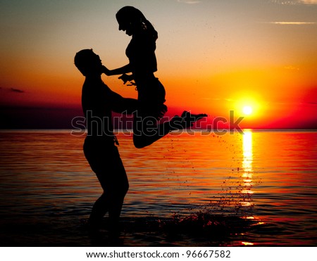 Beach Couple Silhouette