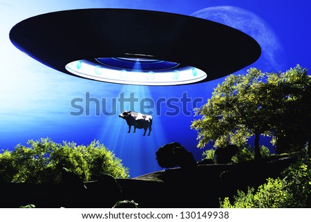 Ufo Flying on Earth at Night over Field