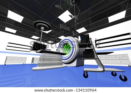 High Tech Operation Room Hospital Interior MRI CT machine