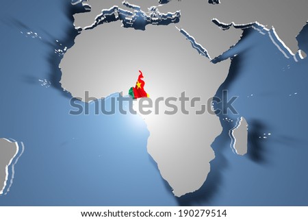 Cameroon Country Map on Continent 3D Illustration