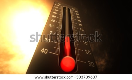 Thermometer Fahrenheit Celsius Heat Illustration\Concept of climate change, global warming, summer heat.