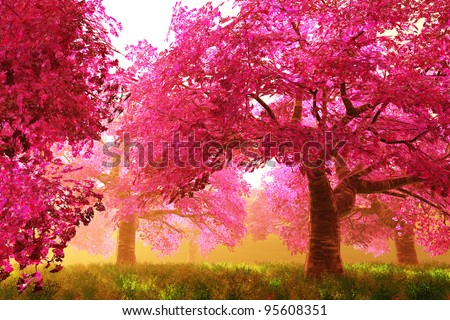 Tree Wall  on Blossom Tree Sakura Tree Vector Illustration Of A Japanese Cherry Tree