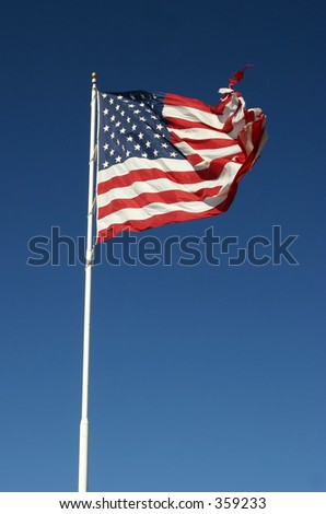 american flag waving. stock photo : American Flag Waving in the Wind