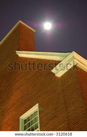 A campus building on Rutgers University campus. A shot was taken in full moon