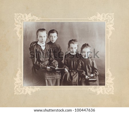 RUSSIA - CIRCA 1900: Vintage photograph of children from Russia, circa 1900