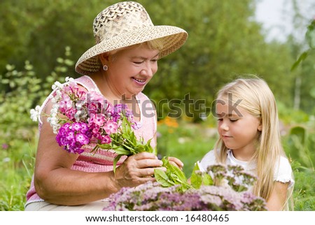 Grandma and her grandchild have a rest in the park