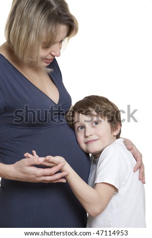 ... and hair salons, and stuff. (No, I didn't have a subscription!) stock photo young boy holding his mother s pregnant belly 47114953 ... and hair salons, and stuff. (No, I didn't have a subscription!)