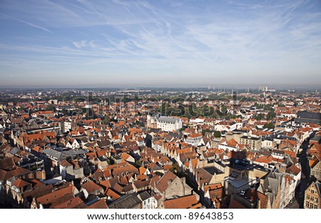 Bird\'s eye view of the Bruges city, Belgium