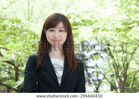 business woman outdoor forest
