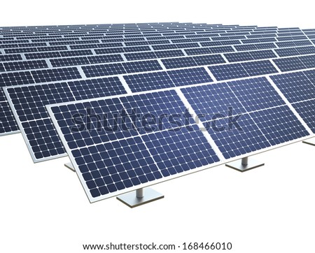 Solar farm on white background