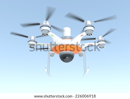 Drone with camera. Security system concept.