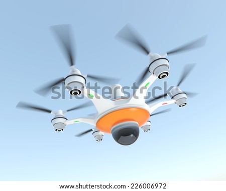 Drone with camera. Security system concept.