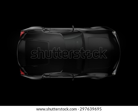 Black sports car isolated on black background. Original design. 3D rendering image with clipping path.