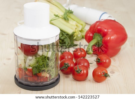Blender for mixing vegetables.