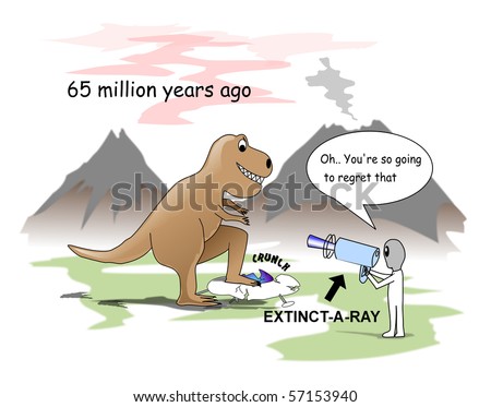 Comical reason for the extinction of the Dinosaurs