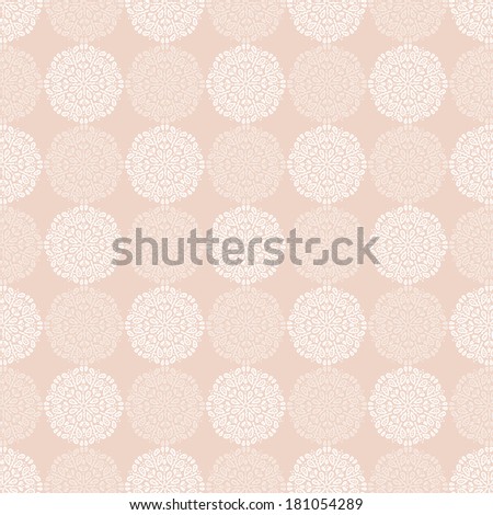 White lace flower pattern on powder beige background