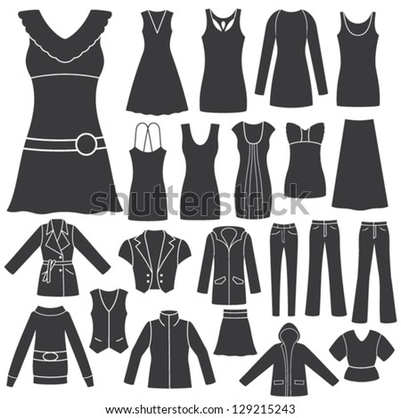 Set Of Women'S Clothing. Stock Vector Illustration 129215243 : Shutterstock