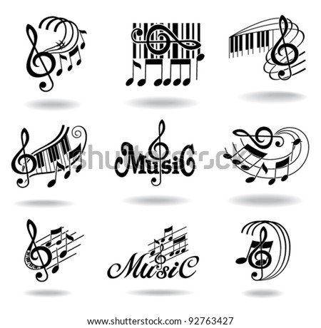 Logo Design Maker on Music Notes  Set Of Music Design Elements Or Icons  Stock Vector