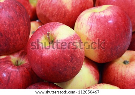 background of fresh big red apples