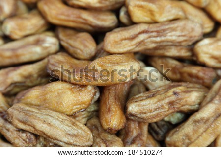 background of dry banana bake with honey